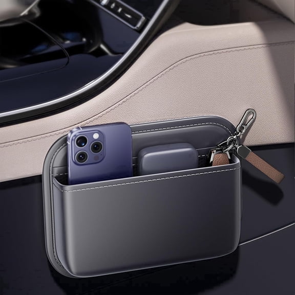 PU Leather Car Side Pocket Organizer, Small Seat Gap Storage Bag for Car Seats, Doors & Center Console, Car Interior Organizer (Black)
