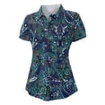 thumbnail image 3 of Trendfront Womens Golf Polo Shirts Short Sleeve Button Down Henley Vintage Paisley Floral Printed Top Bohemian Athletic Tee, 3 of 3