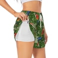 thumbnail image 3 of Lsque Parrots And Tropical Leaves Printed Women's Running Shorts with Liner Pockets,Elastic Quick Dry Workout Athletic Gym Yoga Shorts,Womens High Waist Shorts-X-Large, 3 of 9