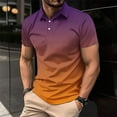 thumbnail image 3 of IYTR Mens Beach Shirts Stylish Workout Shirts Summer Fashion Gradient Color Short Sleeve T Shirts Casual Button-up Lapel Tee Shirts Orange XXXL, 3 of 6