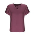 thumbnail image 5 of Lenago Women Tops Plus Size Short Sleeves Casual V-Neck Print Tee T-Shirt Blouse Shirts S-5XL, 5 of 7