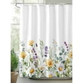thumbnail image 2 of Rustic Watercolor Floral Shower Curtain, Yellow White Daisy Green Leaf Bathroom Decor Curtains Set with Hooks, White Waterproof Fabric Home Accessories， Stall 36 X 78 Inch, 2 of 6