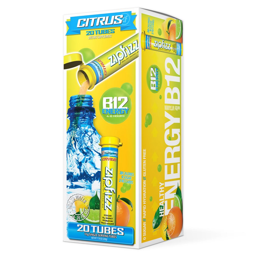 Branded Zipfizz Energy Drink Mix, Citrus (20 ct) [Qty Discount