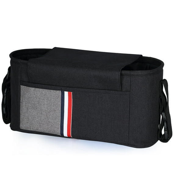 Sac Organisateur Universel pour Maman, Sac de Rangement pour Biberons, Porte-Gobelet avec Bandoulière, Noir
