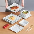 thumbnail image 6 of Service for 4, Porcelain Dishes Dinner Set, Square Dinnerware Sets with Dinner Plates, Dessert Plates and Pasta Bowls, White gold line | 12-Piece Kitchen Dinnerware Set, 6 of 9
