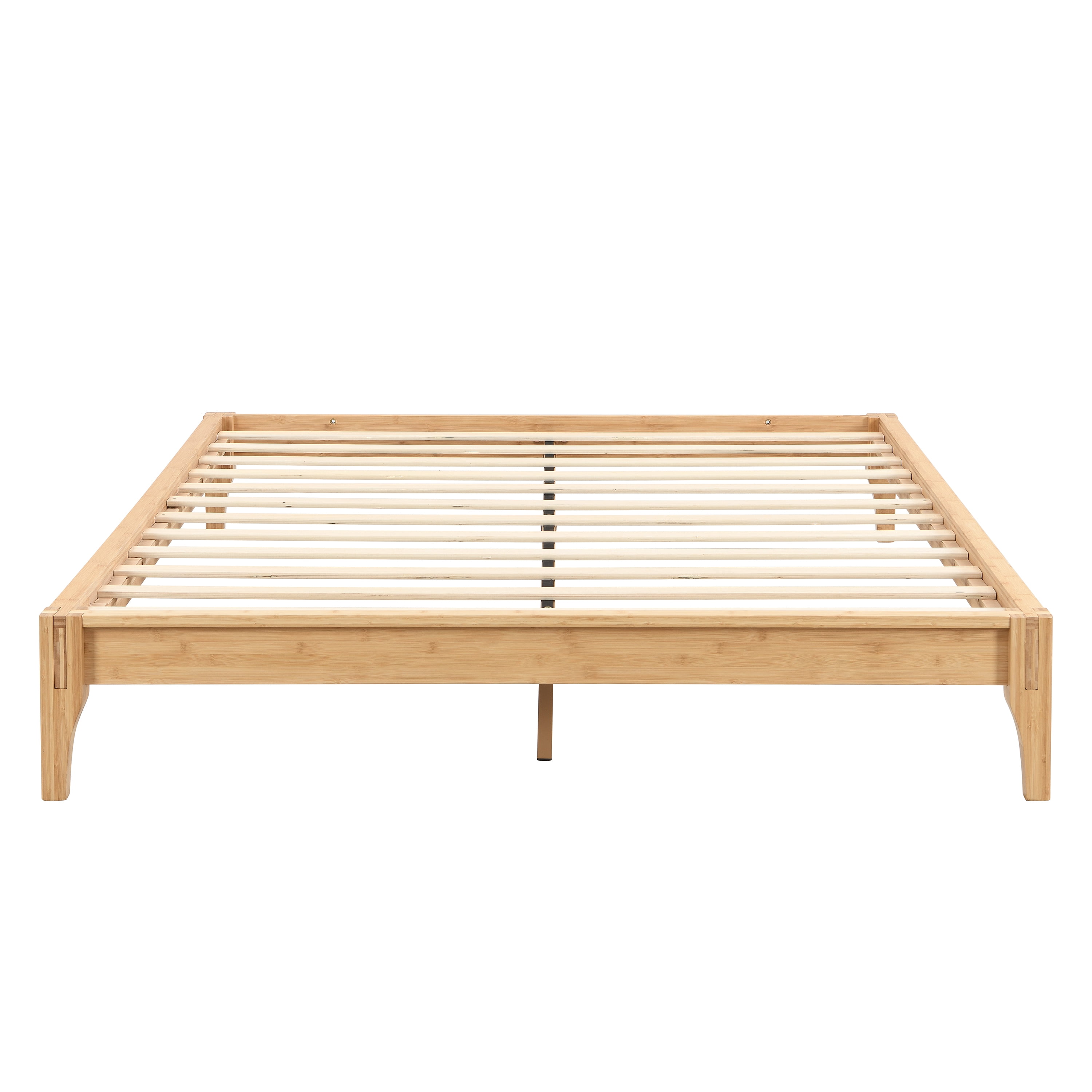 Euroco Dry Bamboo Wood Platform Bed Frame, 12 inch Height Full Size Bed, Natural