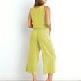 thumbnail image 6 of Simua Women's Summer 2 Piece Outfits Set Round Neck Sleeveless Tank Crop Top Wide Leg Pants Set Cotton Linen Jumpsuits with Pockets, 6 of 8