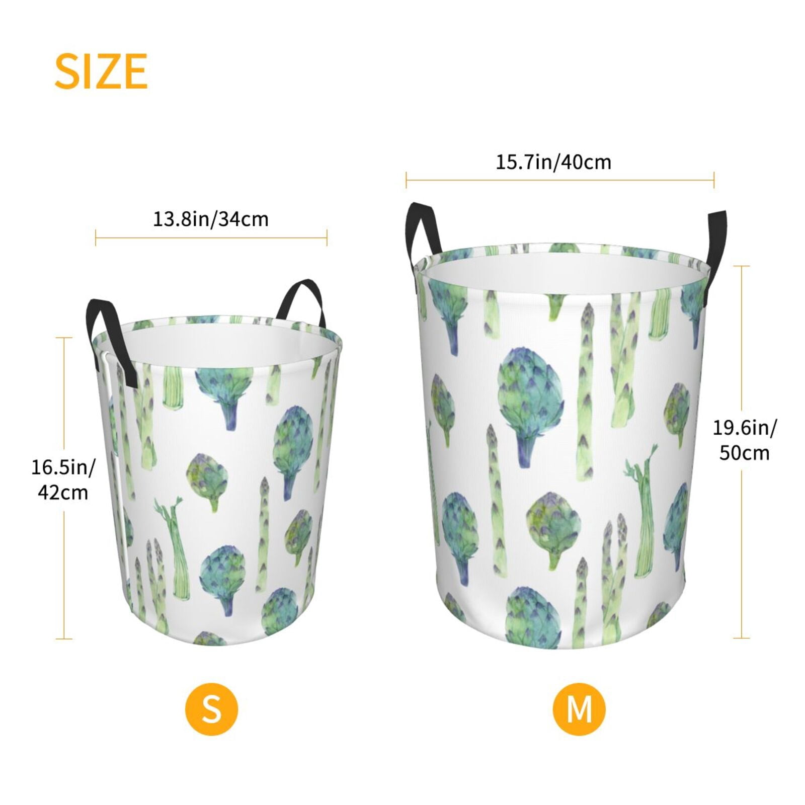 Large Laundry Basket with Handles - hilarious Asparagus pattern Kids Baby Dirty Clothes Laundry Hamper for Bedroom Aesthetic