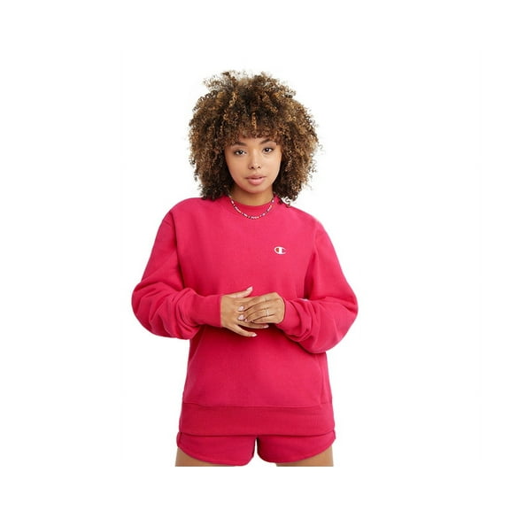 Champion Reverse Weave Crewneck Womens Active Sweaters Size S, Color: Berry Pink