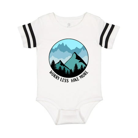 

Inktastic Worry Less Hike More with Mountains in Blue Gift Baby Boy or Baby Girl Bodysuit
