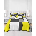 thumbnail image 2 of Quilts Full Size Bedding Set, Modern Geometric Yellow Black Lightweight Quilted Comforter, Abstract Minimalist Blocks Soft Reversible Bedspread Coverlet with Pillow Covers for All Season, 78" x 90", 2 of 7