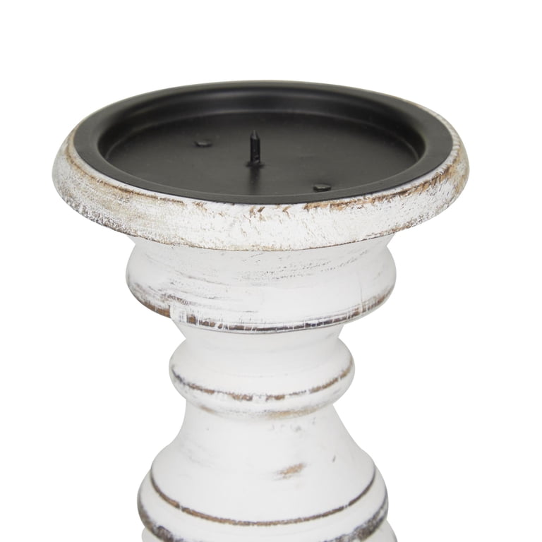 DecMode Mango Wood Pillar Candle Holder Set, 3-Piece photo 4