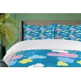 thumbnail image 4 of Ambesonne Cartoon Duvet Cover Set, Style Clouds Dots, 2-Calking, Sea Blue Pastel Yellow, 4 of 7