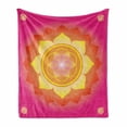 thumbnail image 1 of Lotus Soft Flannel Fleece Throw Blanket, Mandala with Planet Cosmos Galaxy Themed Graphic Art Print, Cozy Plush for Indoor and Outdoor Use, 60" x 80", Hot Pink Yellow Red, by Ambesonne, 1 of 6