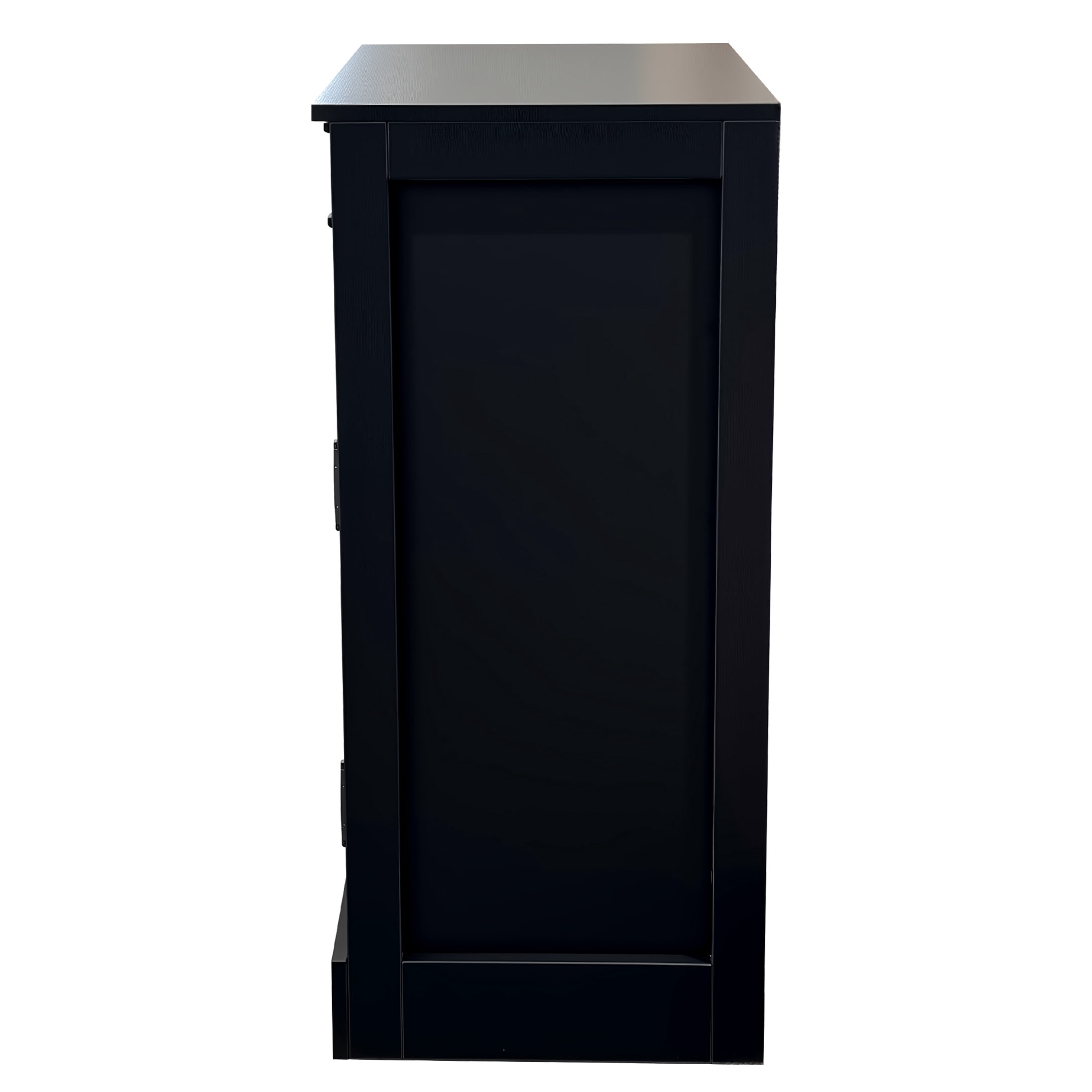 Noble House Ciara Modular Wine Bar Cabinet with Drawer, Storage Shelf & Cupboard, Walnut Buffet Cabinet, Black