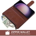 thumbnail image 6 of Phone Case for Samsung Galaxy S23 Plus S23+ 5G Wallet Cover with Tempered Glass Screen Protector and Flip Credit Card Holder Stand Cell S23plus 23S + S 23 23+ SM-S916U 6.6 inch Women Men Brown, 6 of 15