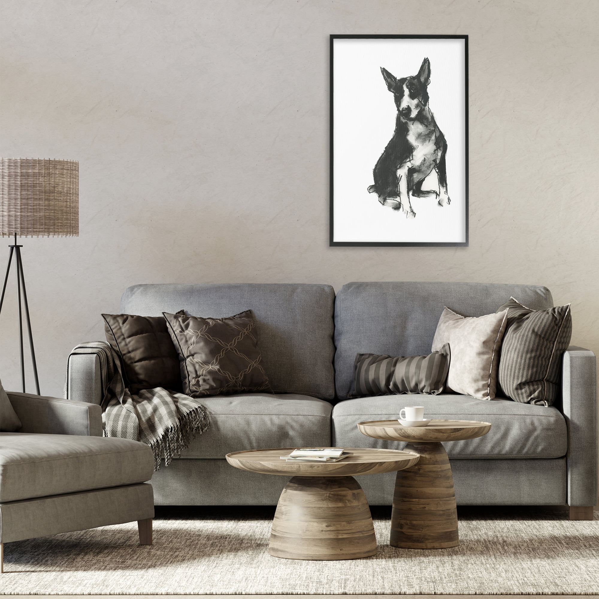 Stupell Industries Charcoal Dog Drawing Animals & Insects Drawing Black Framed Art Print Wall Art, 20 x 30