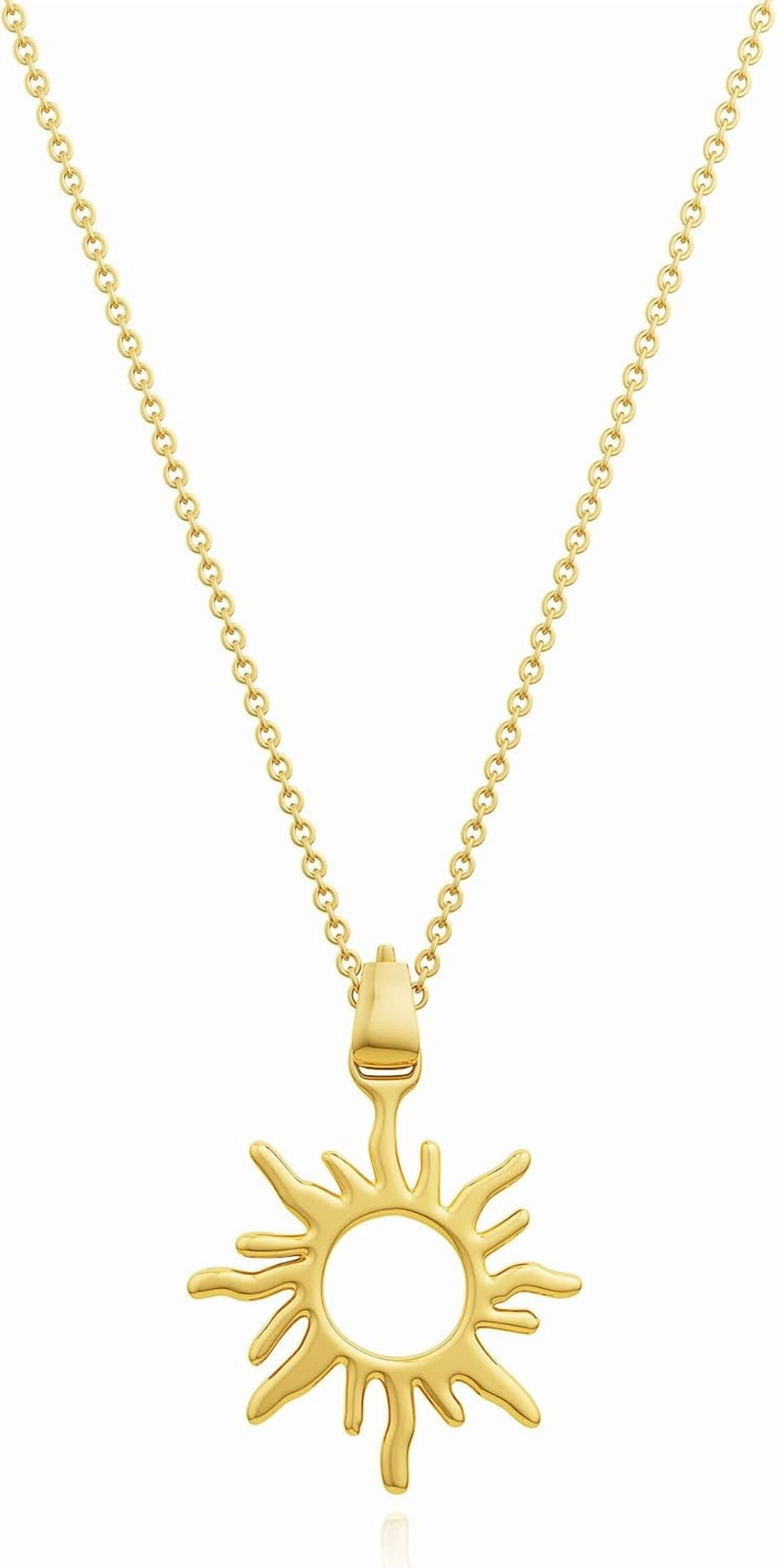 JL Layered Necklaces for Women Trendy, Dainty 14k Gold Plated Pendant Necklace Layering Necklace for Women Non Tarnish Hypoallergenic Sun Gold Necklace Stack Gold Jewelry for Women Gifts