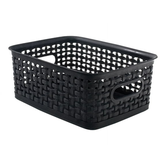 Plastic Weave Bin, Small, 10" X 7.5" X 4", Black | Bundle of 5 Each