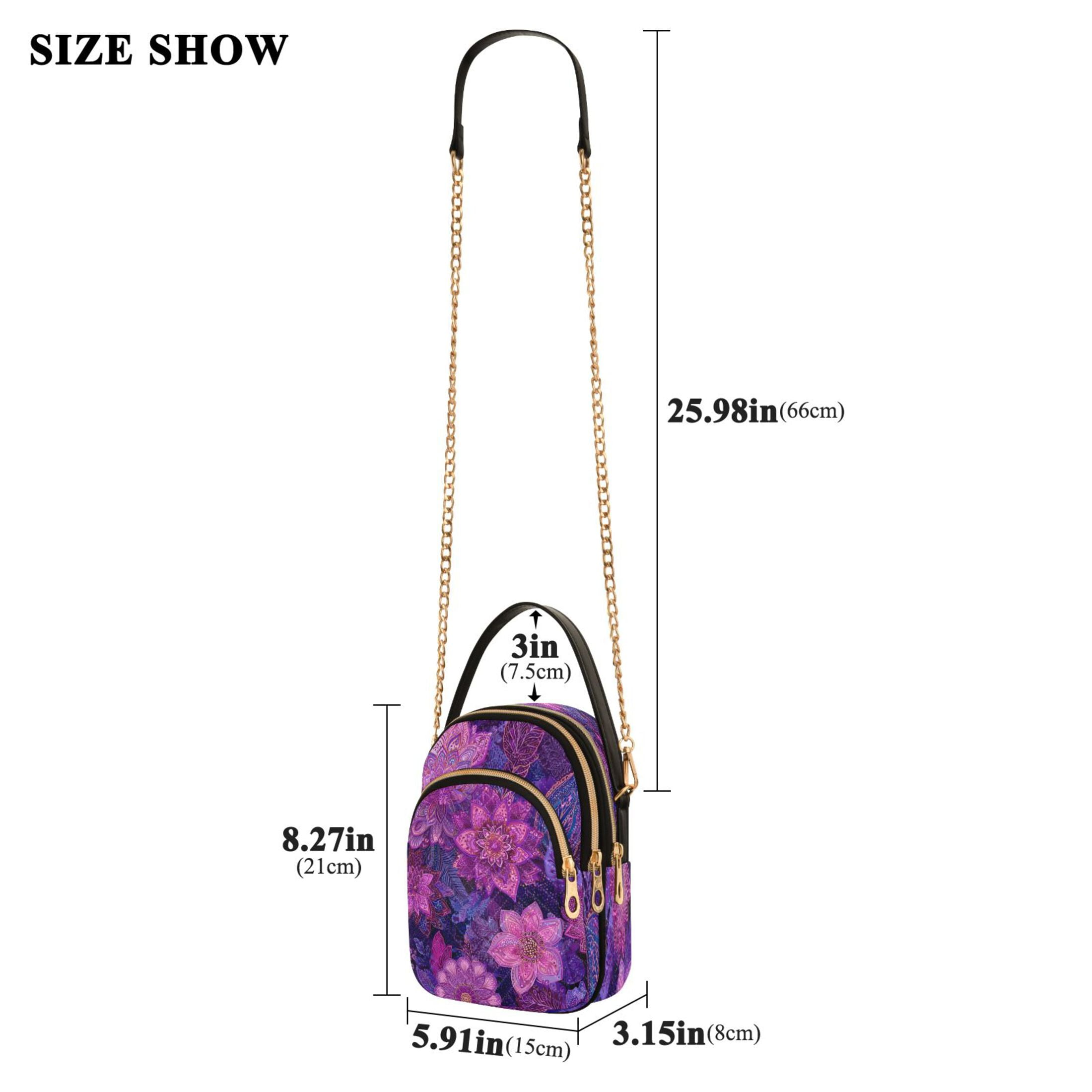 Quilted Women's Crossbody Bag Purses and Handbags with Detachable Leather Strap Lavender Bohemian Pattern