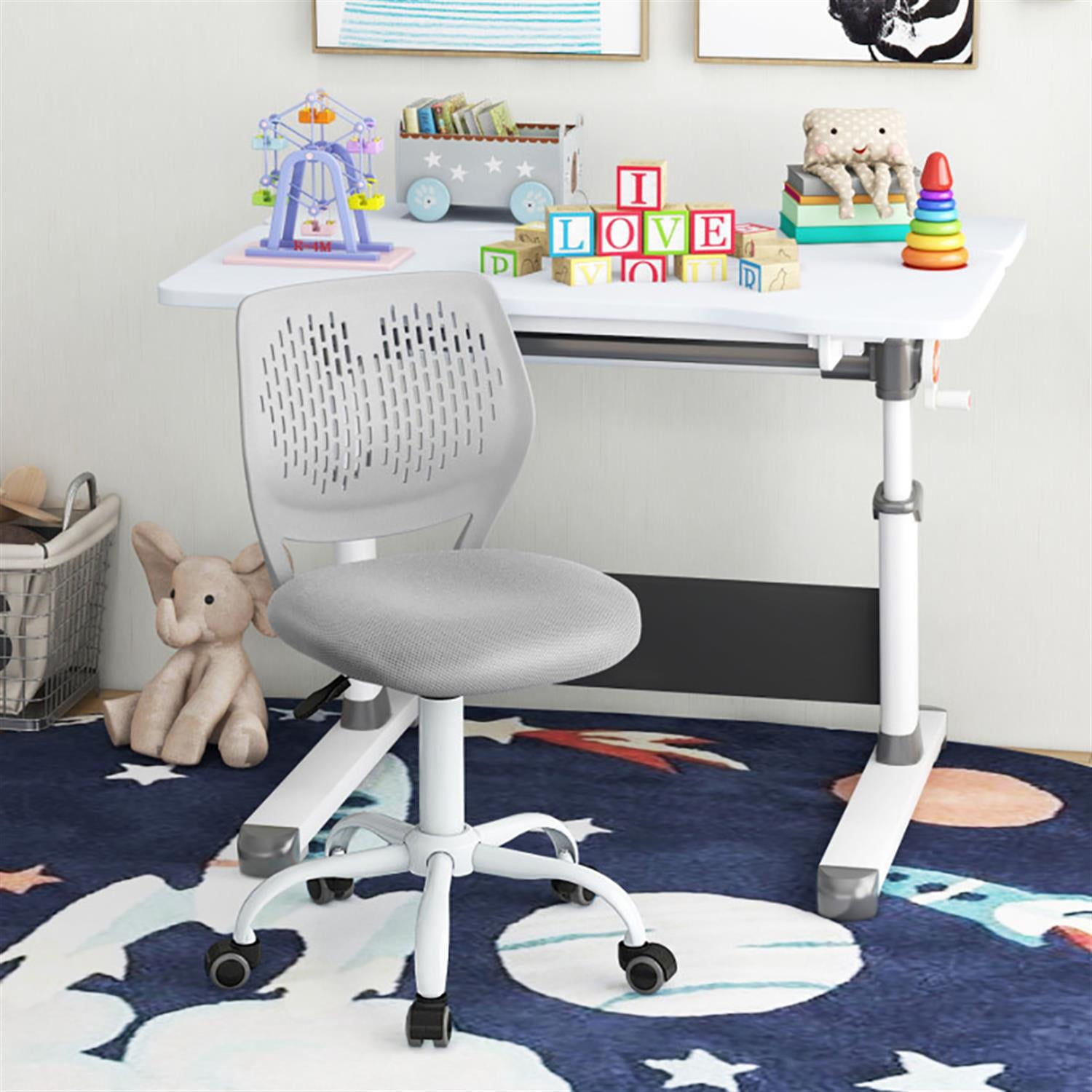 Demi Bonn Ergonomic Study Chair, Computer Desk Chairs with Adjustable Height, Suitable for Home Office, Gray