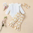 thumbnail image 5 of URMAGIC Newborn Baby Girl Clothes Outfits Infant Romper Ruffle Floral Pants Cute Headband Toddler Baby Girl Clothes Set, 5 of 8