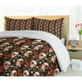 thumbnail image 5 of Ambesonne Halloween Duvet Cover Set, Mexican Skeleton Heads, 2-Calking, Ruby Off White, 5 of 7