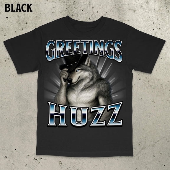 NODB Greetings Huzz Shirt, Cringe Alpha Wolf Shirt, Werewolf, Gen Z Shirt, Alpha Wolf T-Shirt BLACK Unisex S-5XL Hot Trending Shirt, Vintage Birthday Gift