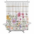 thumbnail image 2 of Colorful Daisy Shower Curtain for Bathroom Decor, Dragonfly Butterfly Leaf Waterproof Fabric Shower Curtain, 72"x72" Set with 12 Hooks, 2 of 9