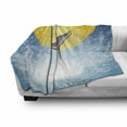 thumbnail image 3 of Whale Soft Flannel Fleece Blanket, Whales Tail in Ocean on Full Moon Diving in Water Swimmer Marine Animal Print, Cozy Plush for Indoor and Outdoor Use, 50" x 60", Yellow Grey Blue, by Ambesonne, 3 of 6