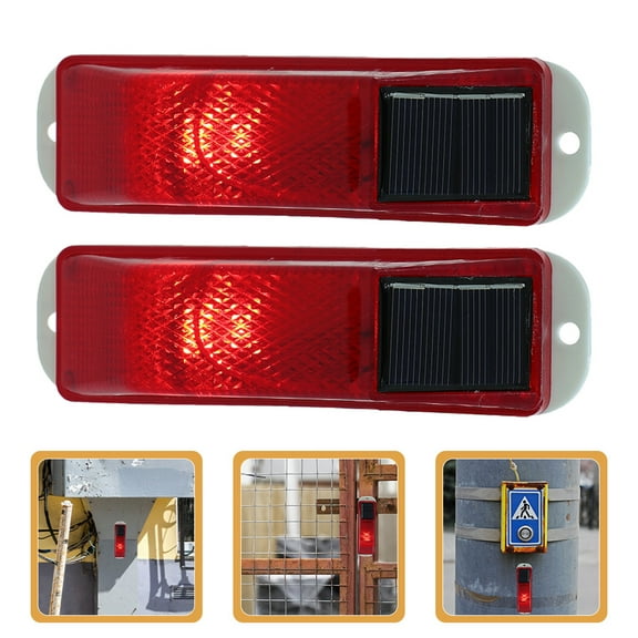 FRCOLOR  2 Pcs Solar Warning Lamp Light for Outdoor Garden Lights Red