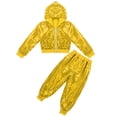 thumbnail image 3 of iixpin Kids Boys Girls Sequins Hip-hop Jazz Latin Street Dance Outfits Hooded Tops with Pants 2pcs Set Yellow 8-10, 3 of 7