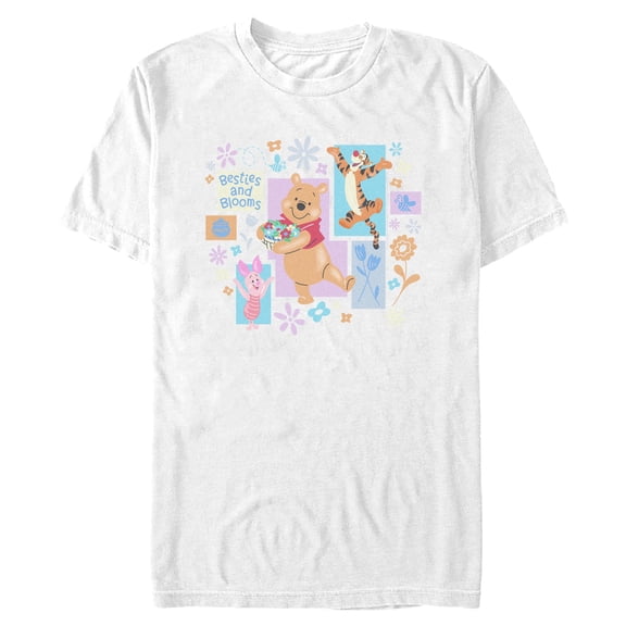 Mens Winnie the Pooh Besties and Blooms Doodles T Shirt