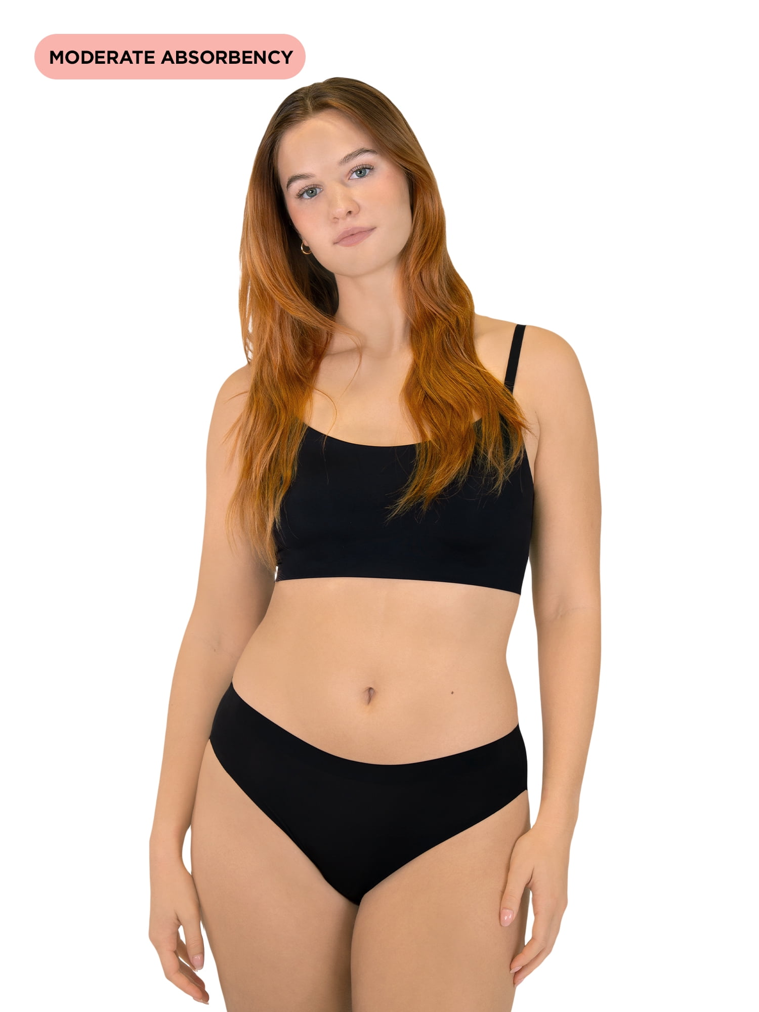 No Boundaries Bikini Moderate Absorbency Period Underwear, 2-Pack, Women’s Sizes XS-XXL