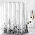 thumbnail image 2 of Black and Grey Floral Bathroom Fabric Shower Curtain with Hooks,Decorative Bathroom Accessories,Water Proof,Reinforced Metal Grommets 72x84 inches, 2 of 6