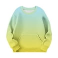 thumbnail image 4 of SGFCWSX Girls Crew Neck Sweatshirt Oversized with Pockets Pullover Top Toddler Soft Gradient Sweatshirts Green Size 3-4T, 4 of 6