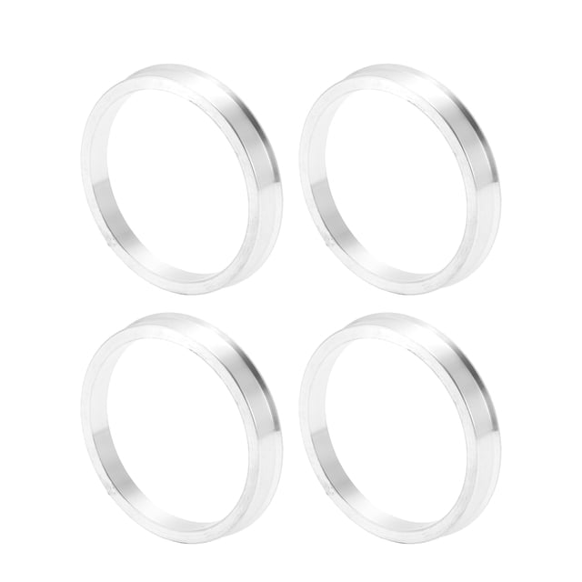 Anillos de centrado de rueda de automóvil Unique Bargains, anillos de hub de absorción de choque, aleación de aluminio, tono plateado, duraderos, OD 67.1mm a ID 59.6mm