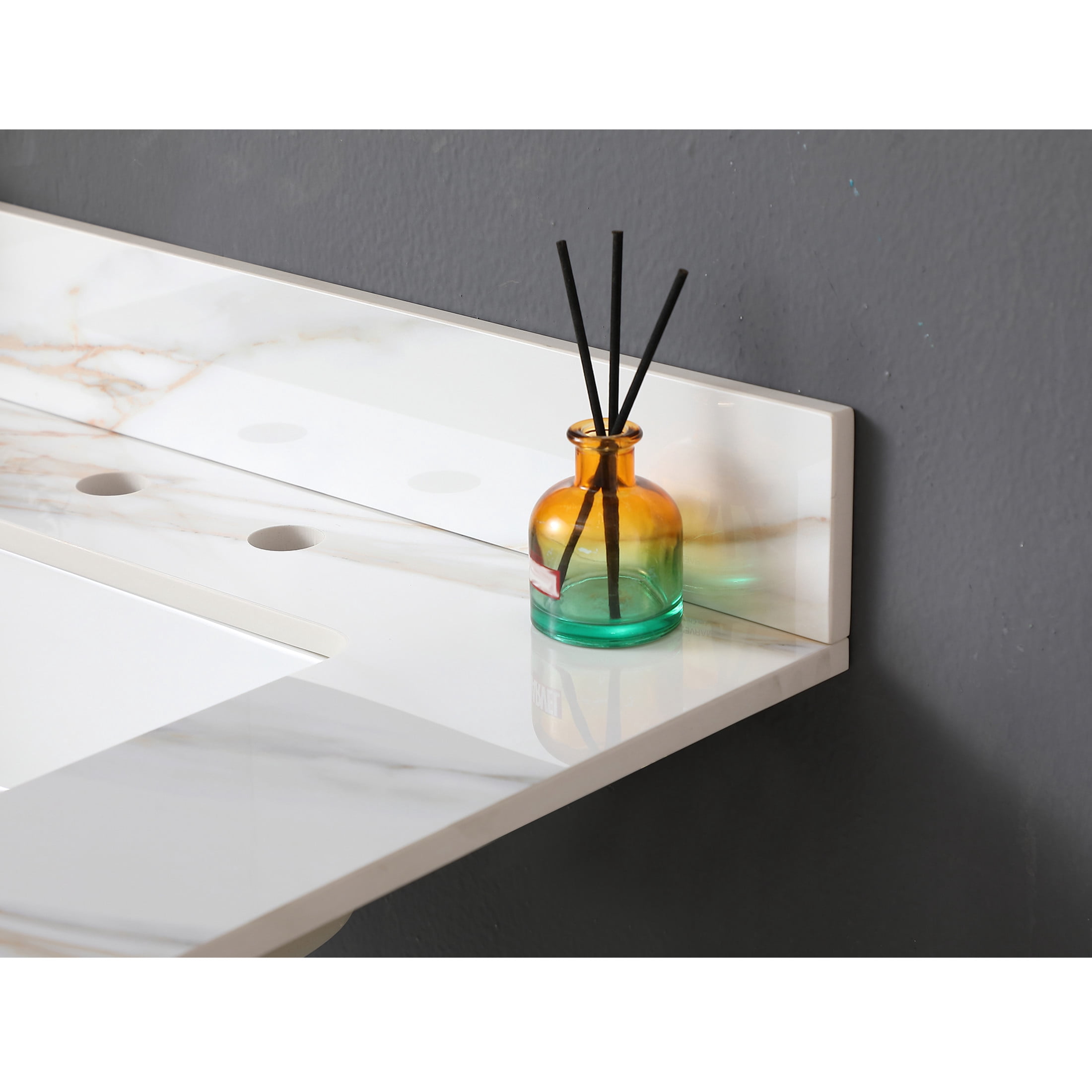 Noble House 31-Inch Bathroom Vanity Top with Undermount Sink, Backsplash, 3 Pre-Drilled Faucet Holes, White