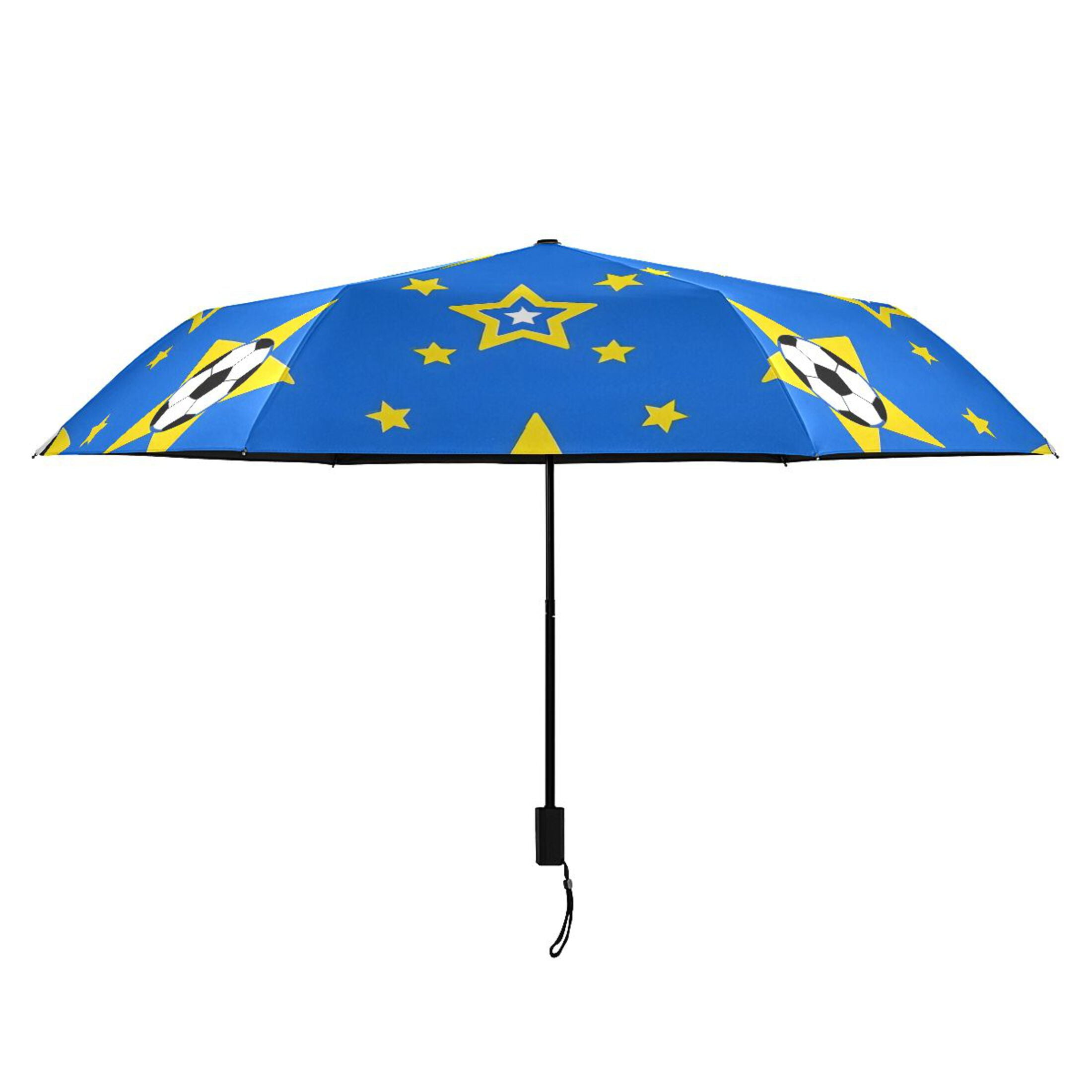 ALAZA Soccer Football Stars UPF 50+ Compact Folding Umbrella for Rain Travel Umbrella Packable