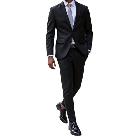 Ohufall Mens Suits Classic Fit 2 Piece Button Blazer Jackets Slim Fit Suit Pants Wedding Business Formal Suits Black