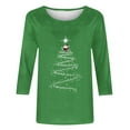 thumbnail image 4 of Bcresic Woman 3/4 Sleeve Tops Christmas Tree Shirts Trendy Xmas Tunic Blouses Round Neck Tees Fashion Comfy Pullover Clothing,X03_Green,Medium, 4 of 4