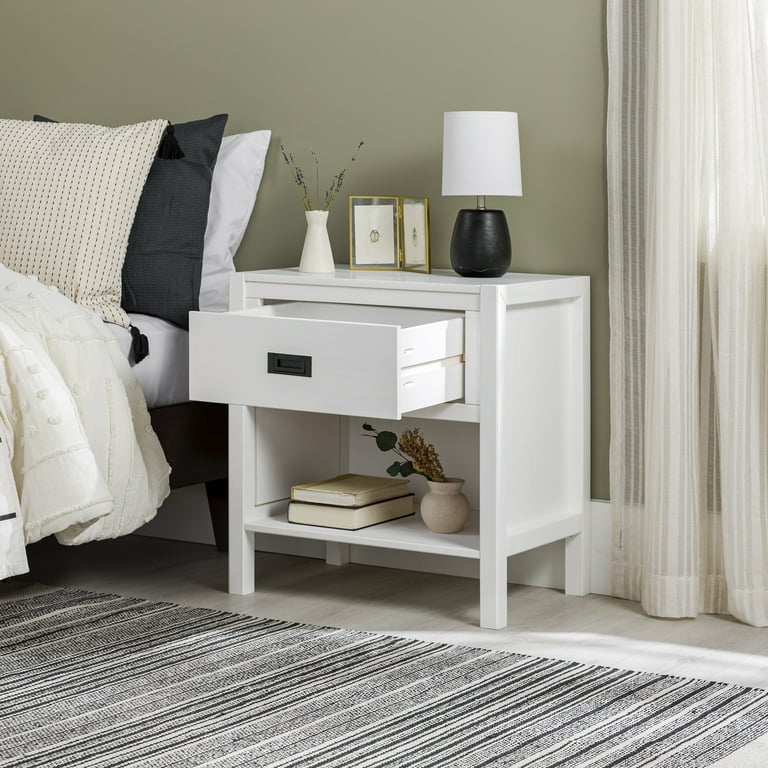 Annabelle One Drawer Open Storage White Nightstand by Chateau Lyon