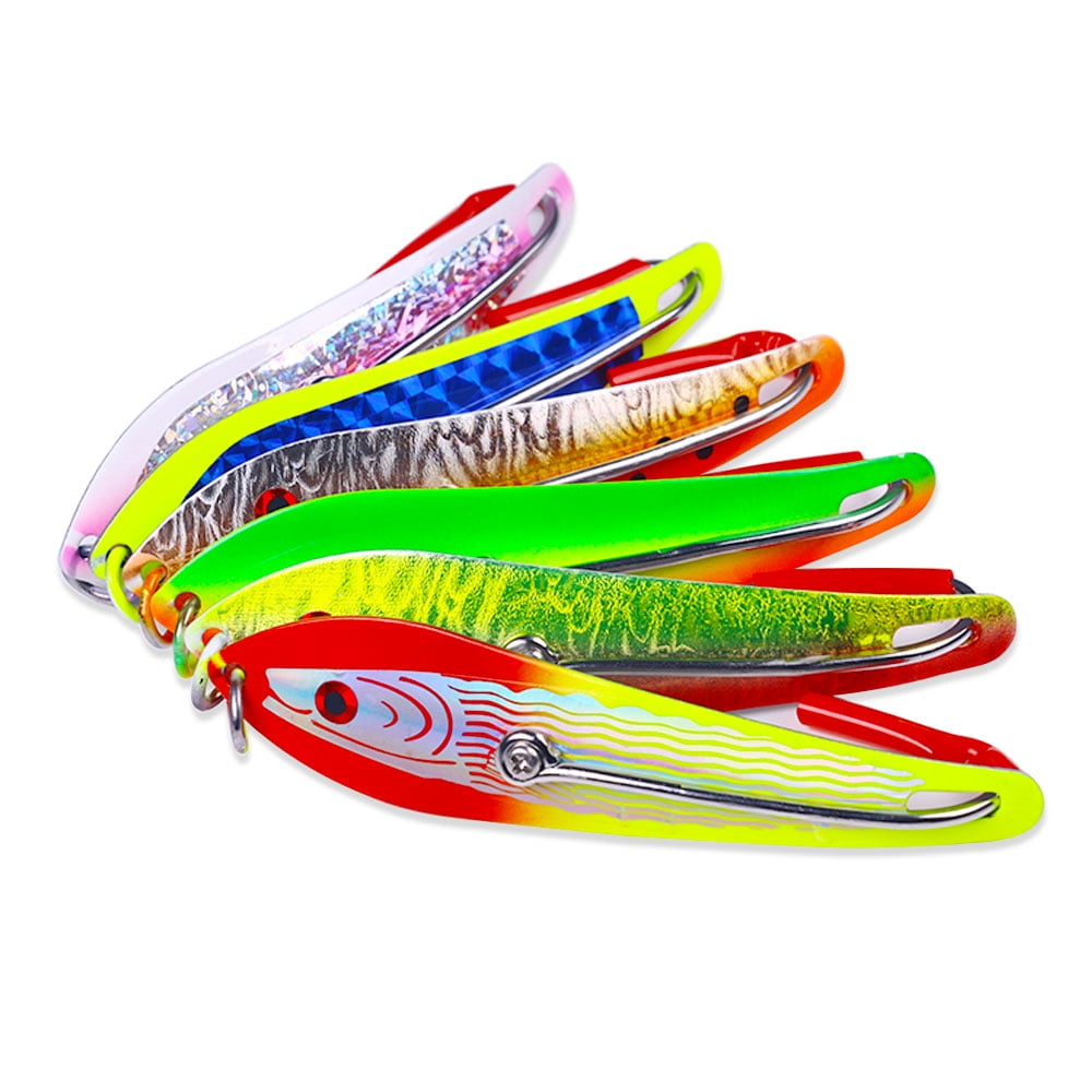 HENGJIA Fishing Lures Fishing Spoons Fishing Bait Trout Lures Bass Lures Saltwater Fishing Spoons Lures 1 5/8oz,12PCS