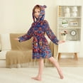 thumbnail image 2 of FORMRS Niños Bathrobe Unisex Hooded Robe Soft Plush Pajamas Sleepwear, Size 2-3T, Red Geometric Eagle, 2 of 7
