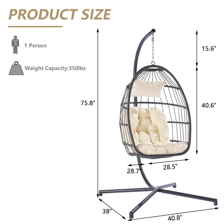 Patio Wicker Folding Hanging Chair Rattan Swing Hammock Egg Chair With C  Type Bracket With Cushion And Pillow For Indoor Outdoor US A04 A27 From  Fzctm0, $255.03