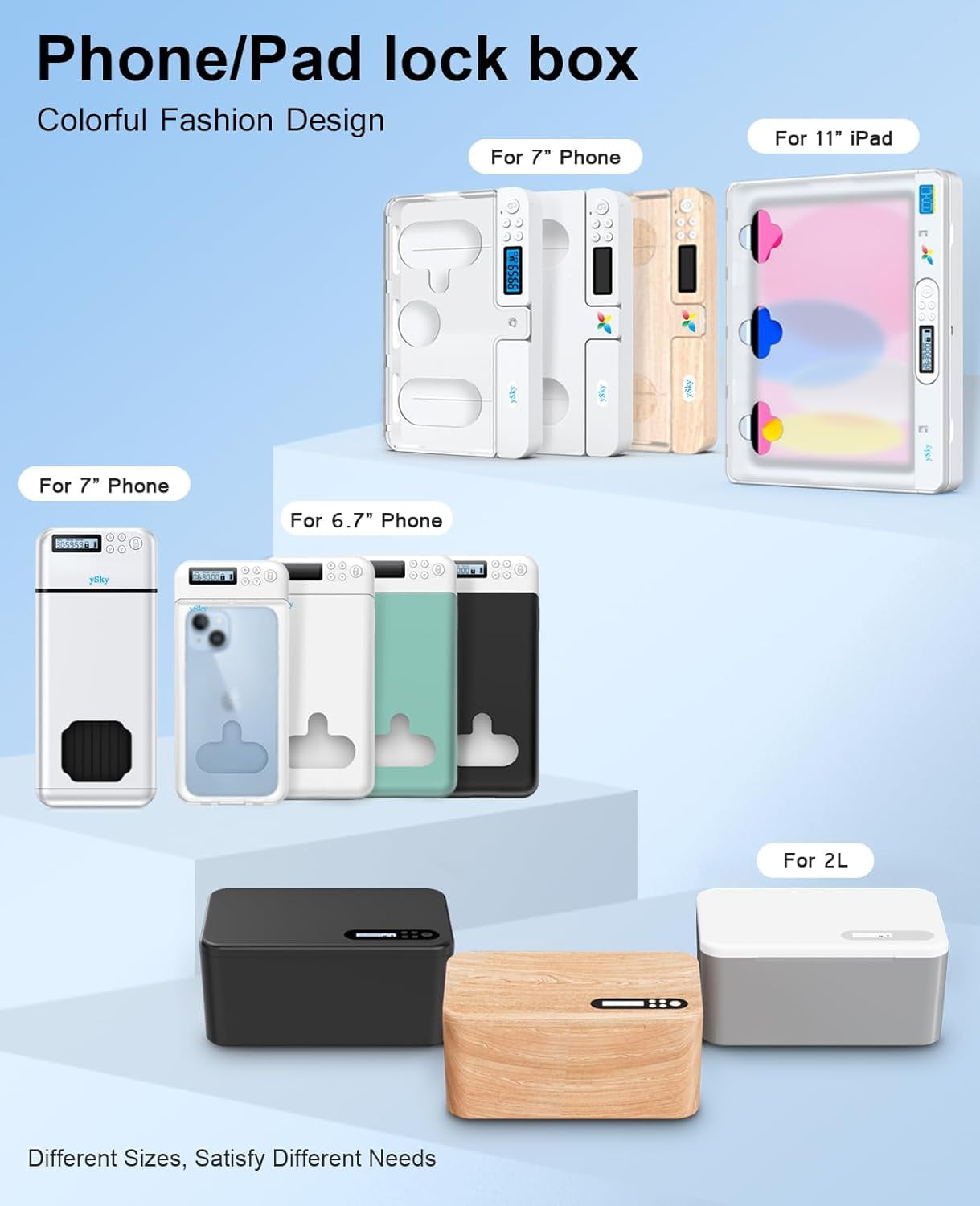 ySky Metal Cell Phone Lock Case with Timer,Portable Timed Phones Locker Box for iPhone and Android, Self-Control Help to Focus Back, Phone Jail Box 1PC Silver