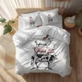 thumbnail image 2 of Farm Animals Full Size Comforter Set, Cow Pig Chickens Country White Brown Distressed Bedding for All Seasons, 4 Pcs Bed Set, 1Quiltcover (86"x86") ,1Sheet(80"x116"), 2Pillowcases (30"x20"), 2 of 9