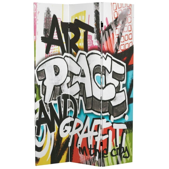 Double-sided 6-foot Graffiti Canvas Room Divider (China)