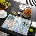 thumbnail image 3 of Blue Turtle Coastal Placemats Set of 4, Octopus Summer Beach Coral Seahorse Placemats for Dining Table, Place Mats for Kitchen Tabletop, Waterproof Wipeable Dining Table Mats Set, 3 of 9