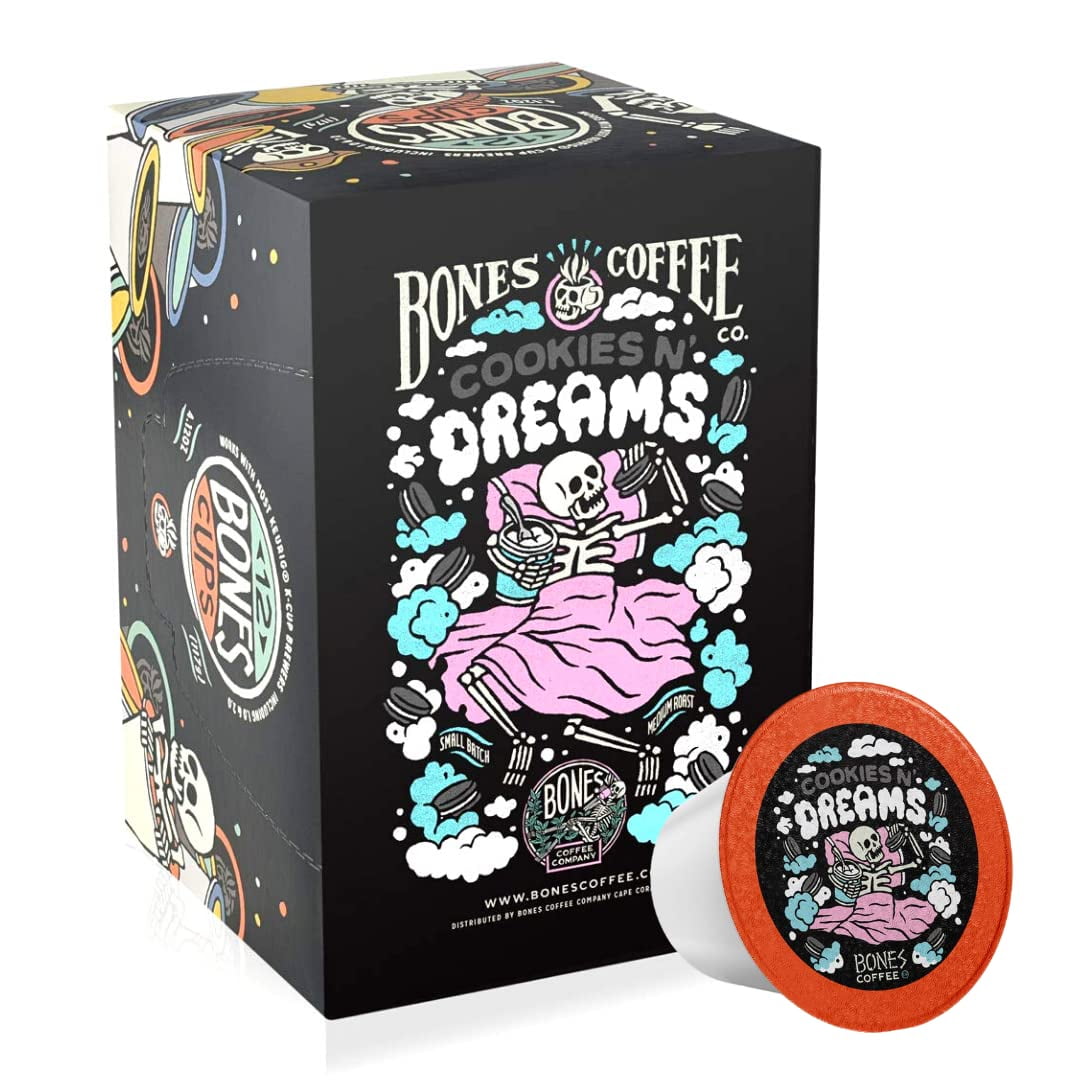 Bones Coffee Medium Roast K cups 12 ct. Single Serve Cookies 'N